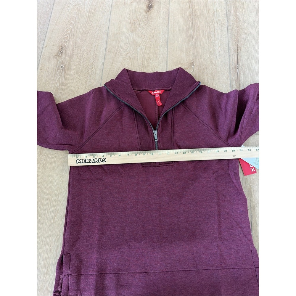 Spanx AirEssentials Tunic Women Sz Small Burgundy Brushed Half Zip Mock Neck NEW - Picture 7 of 8